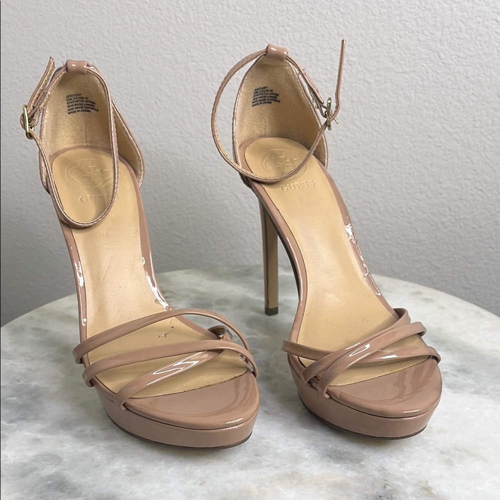 Guess Tan Stiletto Heels with Ankle Strap
